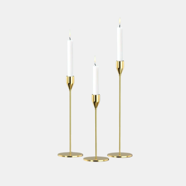 3-Delige Kandelaar Set Elegante Sculpturale Vormgeving voor Warme Sfeer-Candle Holders-DeWoonVallei-Goud-DeWoonVallei