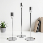 3-Delige Kandelaar Set Elegante Sculpturale Vormgeving voor Warme Sfeer-Candle Holders-DeWoonVallei-Zilver-DeWoonVallei
