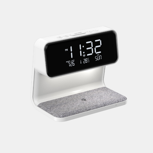 3-in-1 Bedlamp met Draadloze Oplader, LCD Wekker & Touch Dimbare LED Verlichting voor Ultiem Comfort-DeWoonVallei-Wit-DeWoonVallei