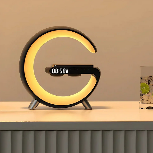 3-in-1 Slimme Wekker Bluetooth Speaker met Draadloos Oplaadpad Elegant Ontwerp-Clock-DeWoonVallei-Zwart-25 cm-DeWoonVallei