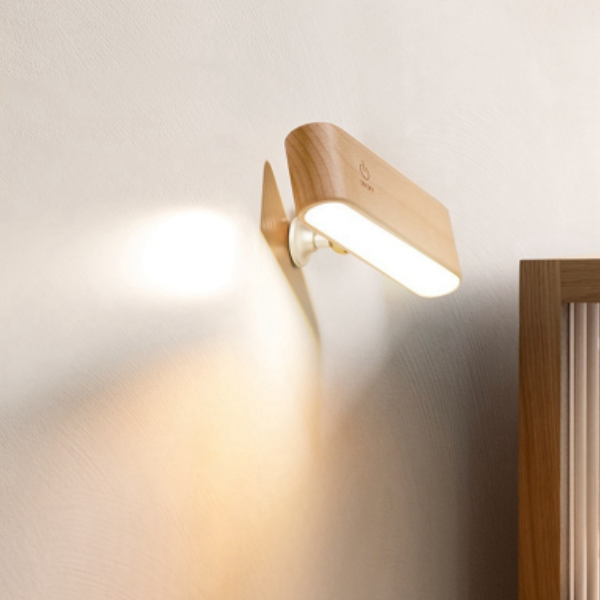360° Draaibare Magnetische Houten Lamp voor Moderne Sfeerverlichting-Lamp-DeWoonVallei-Lichtbruin-Wandlamp-DeWoonVallei