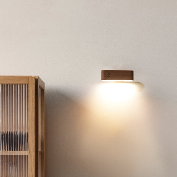 360° Draaibare Magnetische Houten Lamp voor Moderne Sfeerverlichting-Lamp-DeWoonVallei-Zwarte walnotenboom-Wandlamp-DeWoonVallei