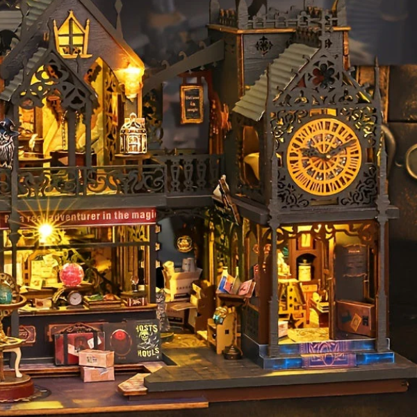 3D Houten Boekhuis Puzzel met LED-verlichting Magisch Decoratief Model voor Thuis & Cadeau-Toys & Games-DeWoonVallei-DeWoonVallei