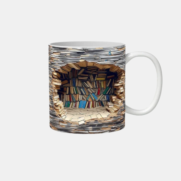 3D Keramische Boekenplank Mok Stijlvolle Boekenthema Mok voor Huis en Kantoor-libiyi-DeWoonVallei-A-DeWoonVallei
