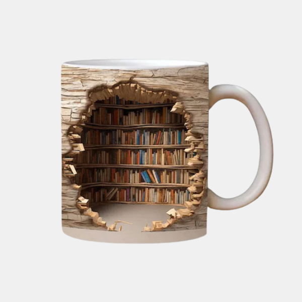 3D Keramische Boekenplank Mok Stijlvolle Boekenthema Mok voor Huis en Kantoor-libiyi-DeWoonVallei-B-DeWoonVallei
