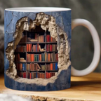 3D Keramische Boekenplank Mok Stijlvolle Boekenthema Mok voor Huis en Kantoor-libiyi-DeWoonVallei-C-DeWoonVallei