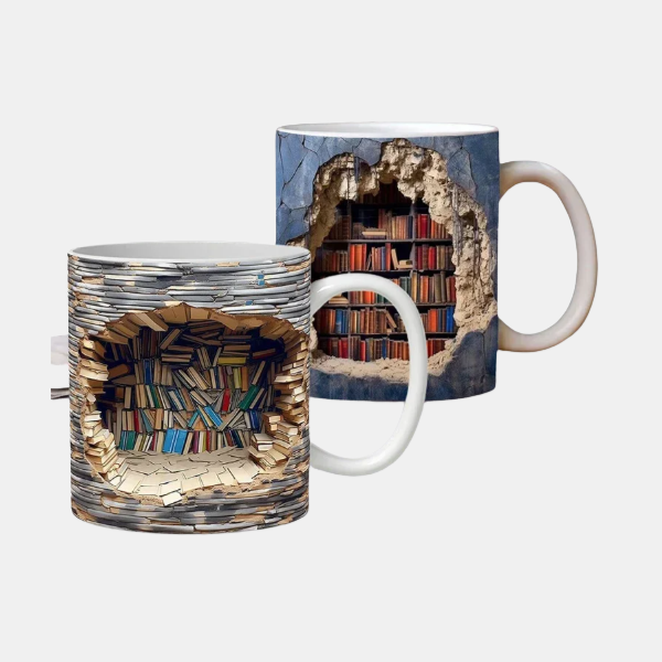 3D Keramische Boekenplank Mok Stijlvolle Boekenthema Mok voor Huis en Kantoor-libiyi-DeWoonVallei-DeWoonVallei