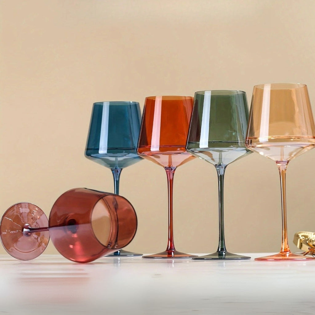 Handmade Rainbow Wine Glass Set of 6 – Luxury & Colorful Design