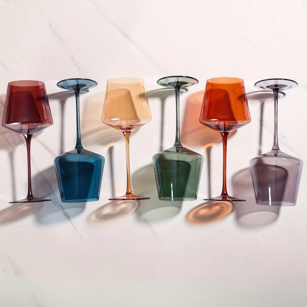Handmade Rainbow Wine Glass Set of 6 – Luxury & Colorful Design