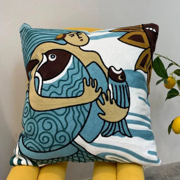 Abstract Geborduurd Kussenhoes Moderne Kunststijl, Zacht Katoen Comfort-Cushion Cover-DeWoonVallei-DeWoonVallei