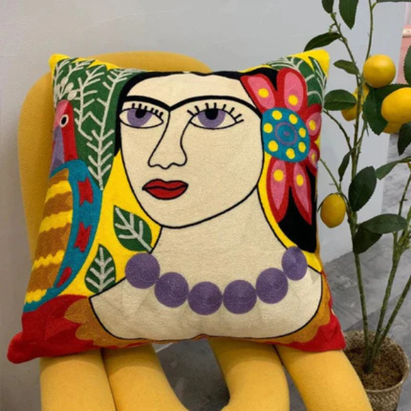 Abstract Geborduurd Kussenhoes Moderne Kunststijl, Zacht Katoen Comfort-Cushion Cover-DeWoonVallei-DeWoonVallei