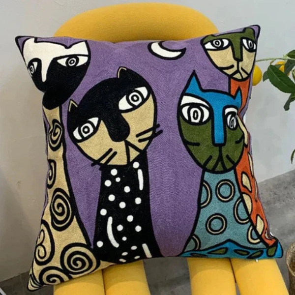 Abstract Geborduurd Kussenhoes Moderne Kunststijl, Zacht Katoen Comfort-Cushion Cover-DeWoonVallei-DeWoonVallei