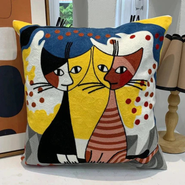 Abstract Geborduurd Kussenhoes Moderne Kunststijl, Zacht Katoen Comfort-Cushion Cover-DeWoonVallei-DeWoonVallei