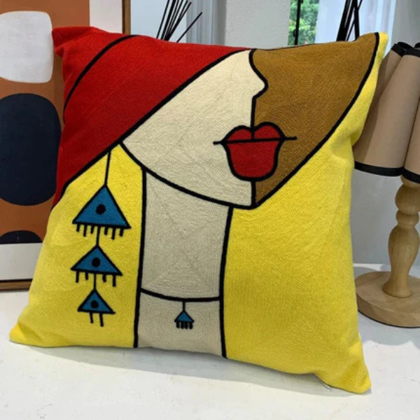 Abstract Geborduurd Kussenhoes Moderne Kunststijl, Zacht Katoen Comfort-Cushion Cover-DeWoonVallei-DeWoonVallei