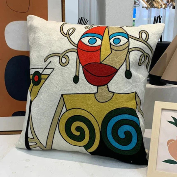 Abstract Geborduurd Kussenhoes Moderne Kunststijl, Zacht Katoen Comfort-Cushion Cover-DeWoonVallei-DeWoonVallei