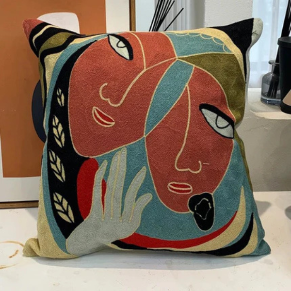 Abstract Geborduurd Kussenhoes Moderne Kunststijl, Zacht Katoen Comfort-Cushion Cover-DeWoonVallei-DeWoonVallei