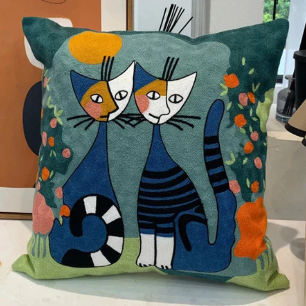 Abstract Geborduurd Kussenhoes Moderne Kunststijl, Zacht Katoen Comfort-Cushion Cover-DeWoonVallei-DeWoonVallei
