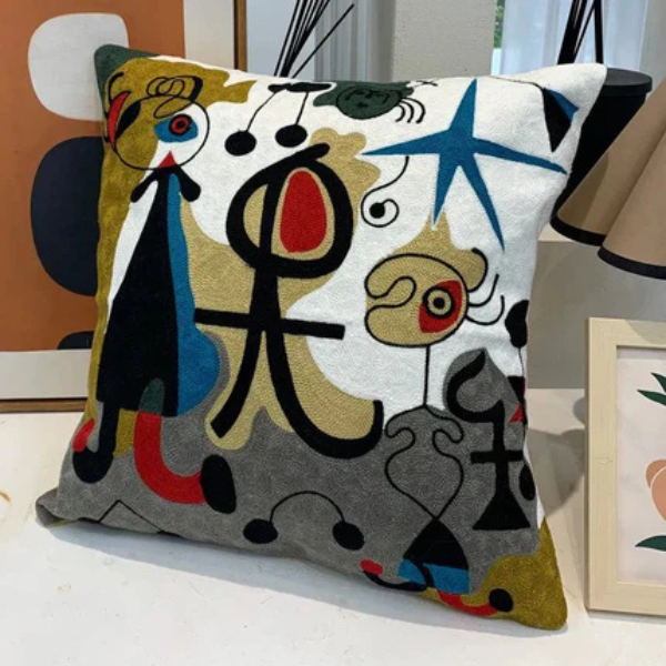 Abstract Geborduurd Kussenhoes Moderne Kunststijl, Zacht Katoen Comfort-Cushion Cover-DeWoonVallei-DeWoonVallei