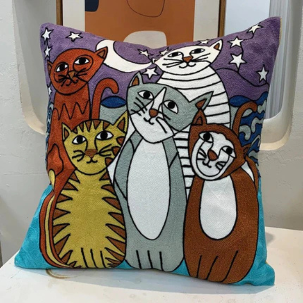 Abstract Geborduurd Kussenhoes Moderne Kunststijl, Zacht Katoen Comfort-Cushion Cover-DeWoonVallei-DeWoonVallei