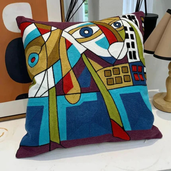 Abstract Geborduurd Kussenhoes Moderne Kunststijl, Zacht Katoen Comfort-Cushion Cover-DeWoonVallei-DeWoonVallei