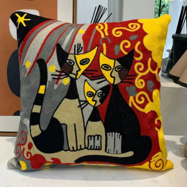 Abstract Geborduurd Kussenhoes Moderne Kunststijl, Zacht Katoen Comfort-Cushion Cover-DeWoonVallei-DeWoonVallei