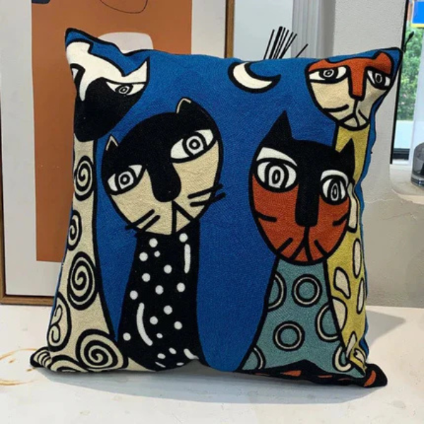 Abstract Geborduurd Kussenhoes Moderne Kunststijl, Zacht Katoen Comfort-Cushion Cover-DeWoonVallei-DeWoonVallei