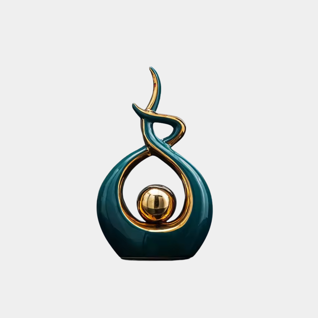 Abstracte Keramische Sculptuur met Gouden Accenten – Luxe Moderne Decoratie voor Tijdloze Elegantie-Sculptures-DeWoonVallei-DeWoonVallei