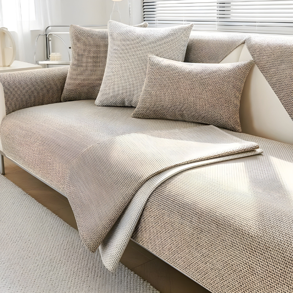 All-Season Antislip Sofa Hoes met Rekbare, Comfortabele Bescherming-Slipcovers-DeWoonVallei-70x70 cm-Beige-DeWoonVallei