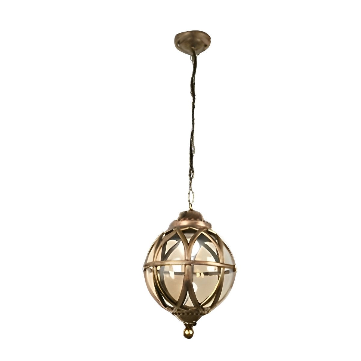 Aluminium Retro Glazen Bol Buitenlamp – Waterproof Hanglamp met Verstelbare Ketting-Ceiling Lamp-DeWoonVallei-DeWoonVallei