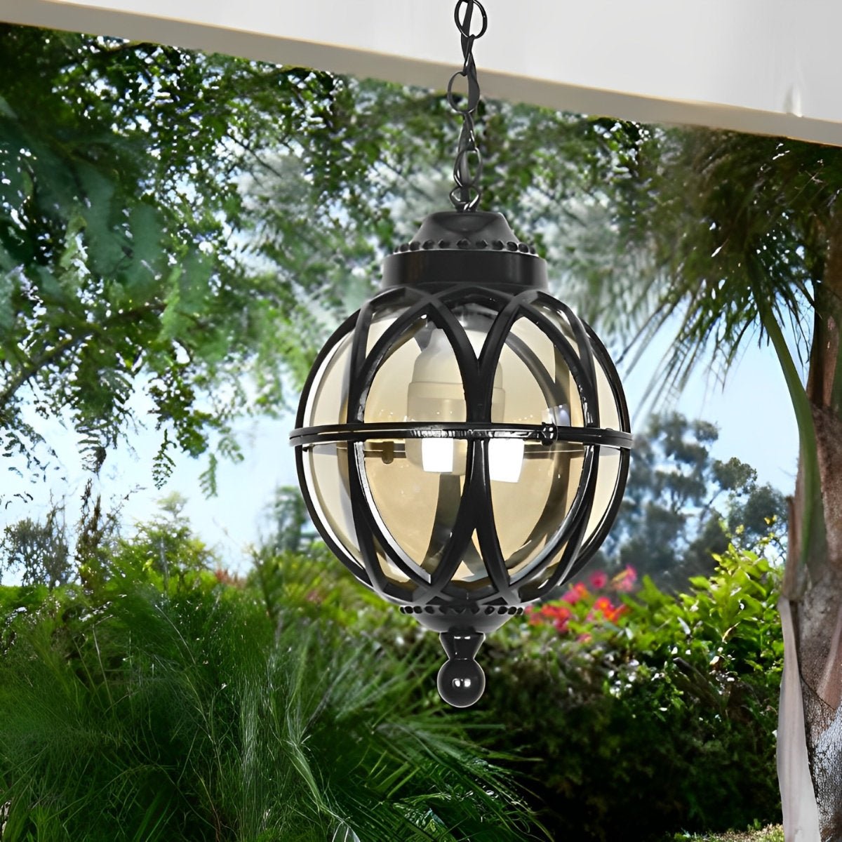 Aluminium Retro Glazen Bol Buitenlamp – Waterproof Hanglamp met Verstelbare Ketting-Ceiling Lamp-DeWoonVallei-DeWoonVallei
