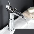 Antieke Messing Wastafelkraan met Watervaluitloop – Klassieke Luxe & Duurzaam Ontwerp-DeWoonVallei-Chroom Kort-DeWoonVallei