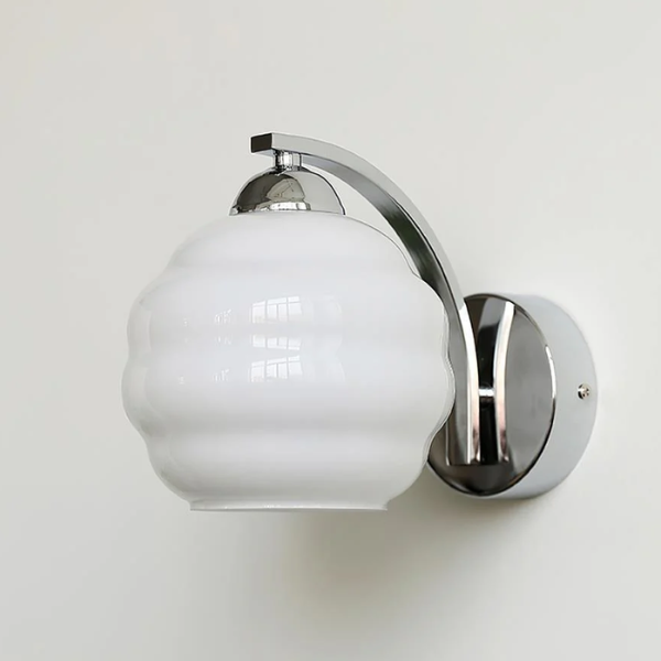 Art Deco Wandlamp Vintage Stijl met Warm Sfeervol Licht-Wall lamp-DeWoonVallei-Dia 15 cm x H 16 cm-Chroom + Wit-DeWoonVallei