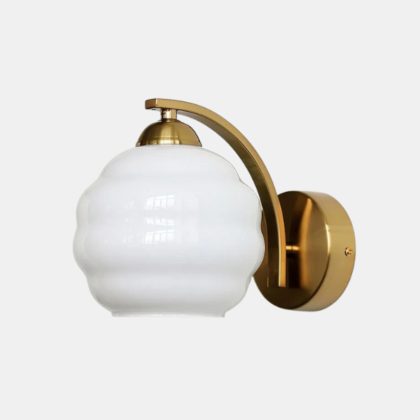 Art Deco Wandlamp Vintage Stijl met Warm Sfeervol Licht-Wall lamp-DeWoonVallei-Dia 15 cm x H 16 cm-Goud + Wit-DeWoonVallei