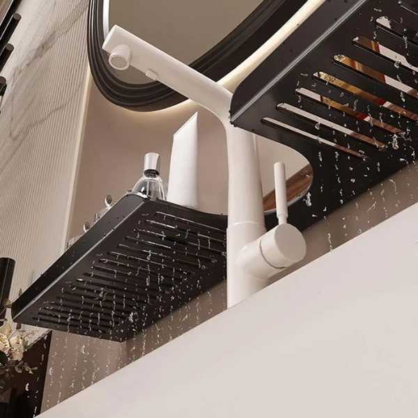 Badkamer Zuignap Goedgeplaatste Wasbakplank Walnoot Ontwerp Ruimtebesparende Organizer-Bathroom Accessories-DeWoonVallei-DeWoonVallei