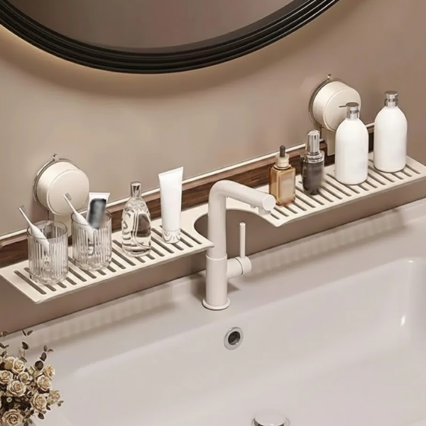 Badkamer Zuignap Goedgeplaatste Wasbakplank Walnoot Ontwerp Ruimtebesparende Organizer-Bathroom Accessories-DeWoonVallei-Wit-DeWoonVallei