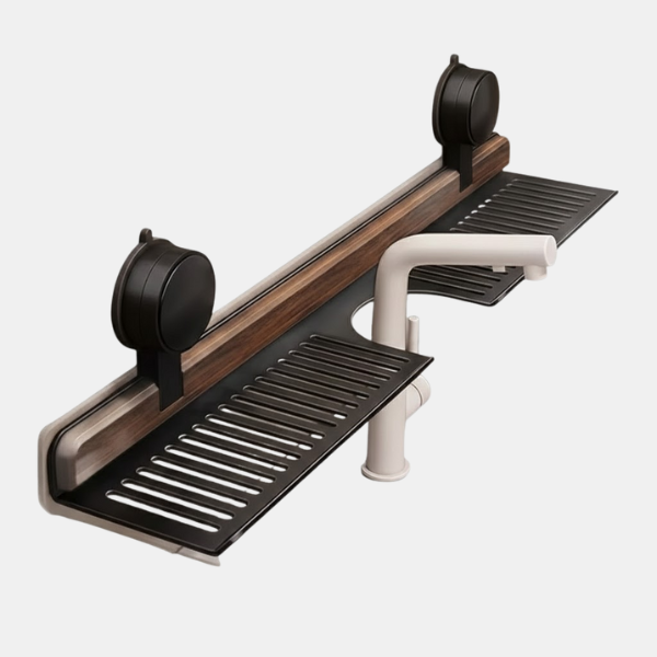 Badkamer Zuignap Goedgeplaatste Wasbakplank Walnoot Ontwerp Ruimtebesparende Organizer-Bathroom Accessories-DeWoonVallei-Zwart-DeWoonVallei