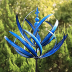 Blauwe Lotus Metalen Tuin Windspinner Buiten Decoratie voor Kalmerende Beweging-DeWoonVallei-DeWoonVallei