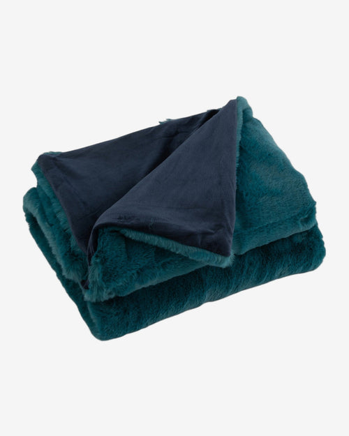 Blauwgroene Fleece Plaid – Zachte Bontlook Deken 180x130 cm-Blanket-DeWoonVallei