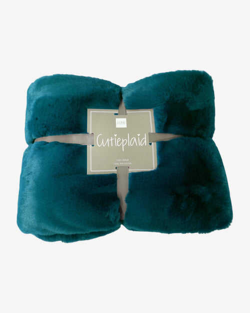Blauwgroene Fleece Plaid – Zachte Bontlook Deken 180x130 cm-Blanket-DeWoonVallei