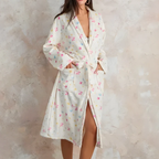 Bloemen Fleece Badjas Zacht Gezellig Elegant Comfort-Robes-DeWoonVallei-DeWoonVallei