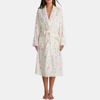 Bloemen Fleece Badjas Zacht Gezellig Elegant Comfort-Robes-DeWoonVallei-Wit C-Klein-DeWoonVallei