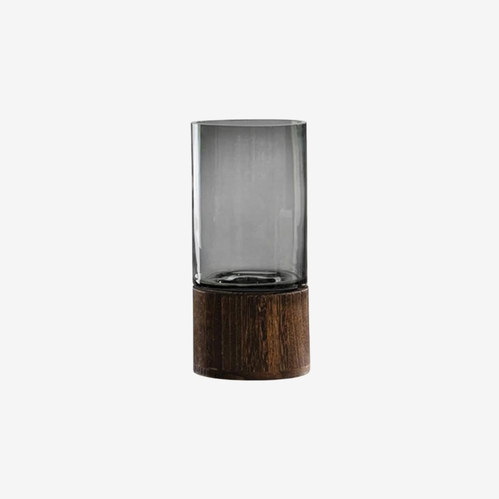 Bloemenvaas Glas en Hout – Moderne Decoratieve Vaas