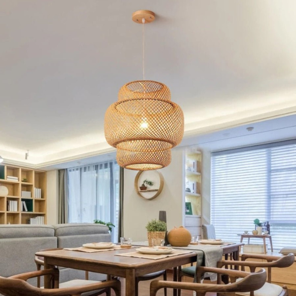 Boho Gelaagde Rieten Hanglamp Natuurlijk Warm Licht-hanging lamp-DeWoonVallei-DeWoonVallei