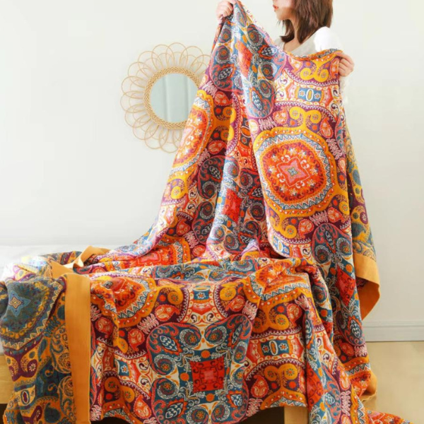 Boho Omkeerbare Koeldeken Zacht Ademend Comfort-Cotton Blankets-DeWoonVallei-DeWoonVallei