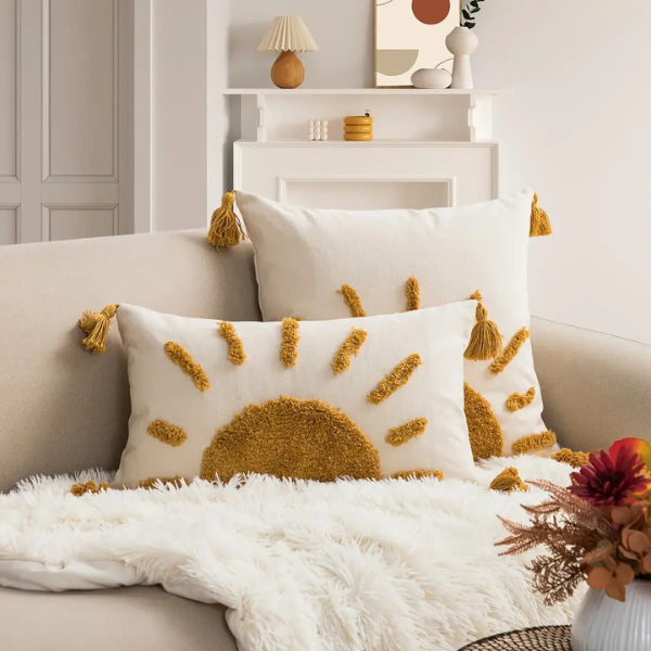 Boho Zonne Kussenhoes Getufte Stijl Zacht Decoratief Comfort-Cushion Cover-DeWoonVallei-DeWoonVallei