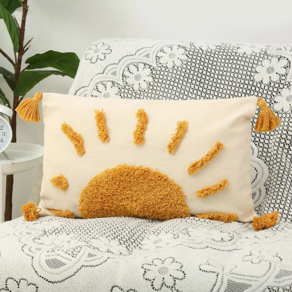 Boho Zonne Kussenhoes Getufte Stijl Zacht Decoratief Comfort-Cushion Cover-DeWoonVallei-DeWoonVallei