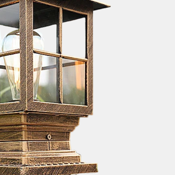 Buiten Zwarte Metalen Pilaarlamp Traditionele Lantaarn voor Weerbestendige Tuin en Entreeverlichting-Landscape Pathway Lighting-DeWoonVallei-DeWoonVallei