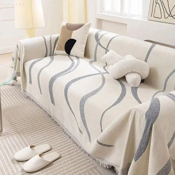 Chenille Katoen Sofa Deken Reversibel Zacht Luxe Comfort-Cushion Cover-DeWoonVallei-180x130 cm-Grijs-DeWoonVallei