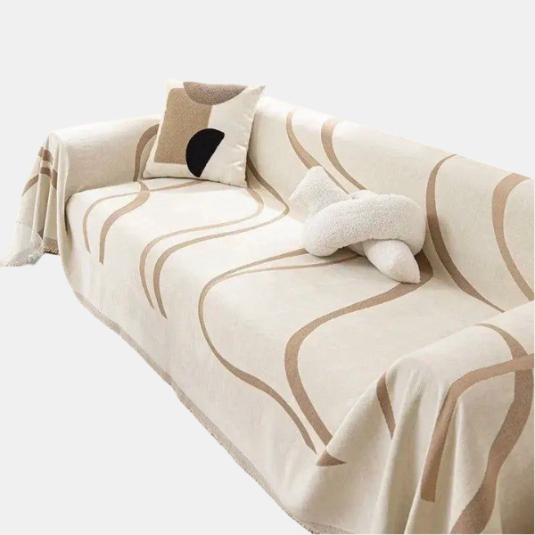 Chenille Katoen Sofa Deken Reversibel Zacht Luxe Comfort-Cushion Cover-DeWoonVallei-180x130 cm-Khaki-DeWoonVallei