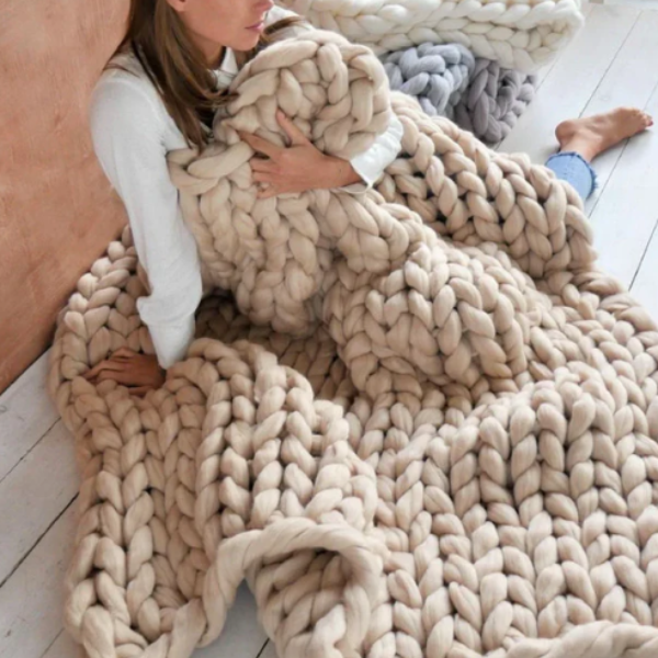 Chunky XL Wolgaren Zachte Textuur voor Gezellige DIY Creaties-Blankets-DeWoonVallei-Beige-1000g-DeWoonVallei